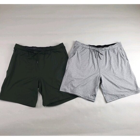 Eddie Bauer Other - Eddie Bauer Lounge Short Lot Of 2 Mens Large Gray Green Pull On Drawstring Knit